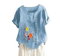 Angxiwan Late Deals of The Day Gym Vest Tops for Women UK Glitter Mesh Top Women Womens Puff Sleeve Top Chinese Tops for Women UK Floral Puff Sleeve Top Sky Blue
