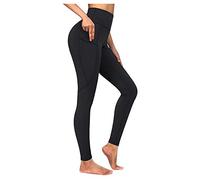 Angxiwan Leggings for Women UK Soft High Waisted Tummy Control Leggings Wiht Pocket Sports Workout Gym Running Yoga Pants Ladies Print Active Trousers Black