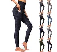 Angxiwan Leggings for Women UK Soft High Waisted Tummy Control Leggings Wiht Pocket Sports Workout Gym Running Yoga Pants Ladies Print Active Trousers