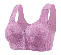 Angxiwan Lightning Deals of The Day Front Fastening Bras for Women UK Fashion Daisy Lace Print Bralette Super Comfort Wide Strap Underwear Full Coverage High Todays Deals of The Day