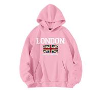 Angxiwan Lightning Deals of The Day Prime Oversized Hoodies for Women UK Casual Long Sleeve Hooded Sweartshirts With Pocket Plus Size London Print Pullover Tops Ladies Christmas Deals Clearance