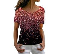 Angxiwan Lightning Deals of The Day Prime Sale Plus Size Peplum Top V Neck Coronation T-Shirts Fashion Tops for Women UK Steampunk Clothes Women Womens Loose Fit T Shirts Red