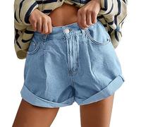 Angxiwan Lightning Deals of The Day Today Sale Women's Denim Shorts Ripped Wash High Waisted Hot Shorts Jean Pants High Waist Frayed Hem Summer Jeans Short with Pockets Todays Deals of The Day
