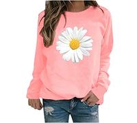 Angxiwan Lightning Deals Today Autumn Tops for Women UK Print Casual Ladies Winter Womens Sweatshirt Daisy Tops Sweater Tee Blouse Women's Best Friday Black Deals