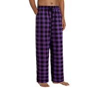 Angxiwan Lightweight Trousers for Men UK Mens Pajamas Plaid Pants Sleep Long Pant with Pockets Soft PJ Bottoms Classic Home Wear Elastic Waist Pole Sweat Pants Purple
