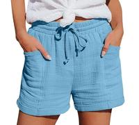 Angxiwan Linen Shorts Women Summer Shorts for Women UK Linen Bermuda with Pockets Casual Solid Color Drawstring Hot Pants Lightweight Elastic Waist Recent Orders Placed Me