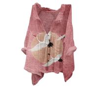 Angxiwan Linen Tops for Women UK Linen Cardigan for Women Summer Long Sleeve Lightweight Jacket Elegant Print Button Shirts Plus Size Flowy Hem Tops s Shirts
