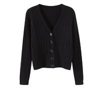 Angxiwan Long Sleeve Cardigans for Women UK Short Outside with Loose Long Sleeved V Neck Sweater Knit Sweater Solid Color Cardigan Coat Blouse Woman Womens Lightweight Cardigans