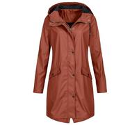 Angxiwan Long Waterproof Coat Waterproof Jacket Women with Pockets Lightweight Full Zipper Long Rain Coats Drawstring Plus Size Hooded Jackets Outdoor Windproof Ladies Jackets Lightweight
