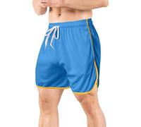 Angxiwan Men's Shorts Mens Shorts Mesh Straight Three Point Pants Fitness Beach Sports Shorts Basketball Shorts Pack for Men Light Blue