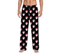 Angxiwan Men's Trousers Christmas Mens Casual Pants Pajama Pants with Drawstring and Pockets Little Year Black