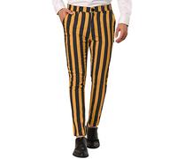 Angxiwan Mens Work Trousers Male Business Suit Trousers Striped Large Size Refreshing Comfortable Casual Trousers Men Pants Casual Slim Fit Gold