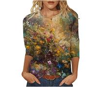 Angxiwan My Orders Delivery Oversized T Shirts for Women Plus Size Womens Fashion Casual Tops Three Quarter Sleeve Crew Neck Vintage Clearance Dress Clearance Items 1P Free D Coffee