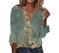 Angxiwan My Orders Delivery Plus Size Blouses for Women Summer Women's Tops Seven Split Sleeve Vintage Floral Shirt Big Size Ruffle 2025 Whisky Sale