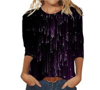 Angxiwan My Orders Delivery Plus Size Shirt for Women Women's Sequin T Shirt Design Three Sleeved Round Neck Fashion Top Summer Clothes Cheap Summer Dress Dress Fabric by The Metre Clearance Coffee