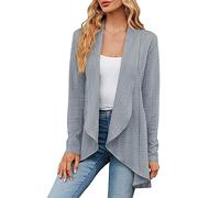 Angxiwan My Orders Placed Recently by Me Crochet Cardigans for Women Ladies Long Sleeve Solid Color Loose Cardigan Top Knitted Jacket Oversized Long Cardigan Items Light Blue