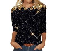 Angxiwan My Orders Placed Recently by Me Items Oversized T Shirts for Women Women's Sequin T Shirt Design Three Sleeved Round Neck Fashion Top Beige