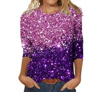 Angxiwan My Orders Placed Recently by Me Items Under 1 Pound Oversized T Shirts for Women Women's Sequin T Shirt Design Three Sleeved Round Neck Fashion Top Grey