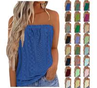 Angxiwan My Orders Recent Orders Placed by Me Tops for Women UK Sale Summer Casual Strapless Bandeau Tank Tops Tube Tops Floral Tanks Solid Color Loose Fit Blouse Invite Only Prime Deals