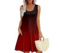 Angxiwan My+Orders Summer Dresses for Women UK Clearance Retro Print Sleeveless Mini Dress with Pockets Casual Loose Fit Sundress Ladies Flowy Dress Same Day delivery