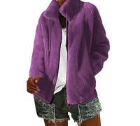 Angxiwan My Orders UK My Recent Orders Oversized Cardigans for Women Women's Autumn and Winter Plush Zipper Stand Up Collar Cardigan Lightweight Jackets for Warehouse Deals Clearance Purple