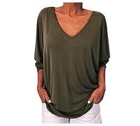 Angxiwan My Orders UK My Recent Orders Tunic Sweatshirt for Women Pullover for Ladies Vacation Basic Pullover Blouses Plus Size Evening Tops for Offers of The Day for Women Army Green