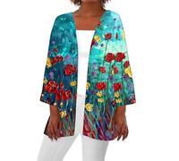 Angxiwan My Recent Orders Womens Holiday Cardigans Women 2024 Retro Print 3/4 Sleeve Cardigans Lightweight Blouse Tops Coat Casual Duster Jackets Wearhouses Clearance Deals