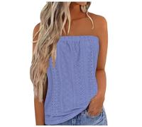 Angxiwan Now Womens Summer Tops Bandeau Top Women's Breathable Sleeveless Summer Tops Sexy Stretch Tube Top Off Shoulder Top Casual Beach Strapless Top Backless Top Party Loose Backless Top Purple