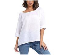 Angxiwan Order Again from My Recent Orders Tops for Women UK Top Shirt for WomenLinenThree-Quarter SleeveOutdoorUltra-Soft Causal T-Shirt Going Out Tops for Tracking My Order Delivery Today White