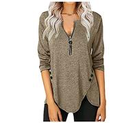 Angxiwan Order Again from My Recent Orders Womens Fashion Blouse Women’s BlouseO Neck Button SidePartyBasic Tops Shirt Plus Size Womens Top Women's Deals of The Day Sale Prime Women Khaki