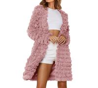 Angxiwan Order Placed Me 2024 Cardigans for Women UK Women's 2023 Winter Faux Jackets Fall Fashion Open Front Long Shaggy Coat Outerwear Womens Warehouse Deals Clearance Today Pink