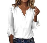 Angxiwan Order Placed Me 2024 Summer Tops for Women UK Summer Women's Tops Seven Split Sleeve Vintage Floral Shirt Big Size Ruffle Sleeve V Neck T Clearance Items Today White