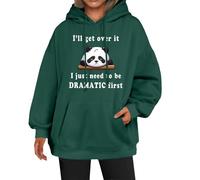 Angxiwan Oversized Hoodies for Women UK With Pockets Casual Drawstring Long Sleeve Pullover Tops Plus Size Hooded Sweatshirts Panda Print I'll Get Over It, I Just Need To Be