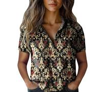 Angxiwan Pink Blouse for Women UK Linen Shirts Women Summer Short Sleeve Button Down T-Shirts with Pockets Elegant Graphic Print Tunic Tops Lightweight Loose Lightning Deals of The Day Today Sale