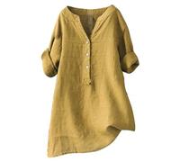 Angxiwan Prime Deals Items Under 2 Pounds Blouses for Women UK Loose Button Shirt Top Stand Solid Color Medium Sleeve Collar Casual Women's Shirt Women's Shirt Khaki