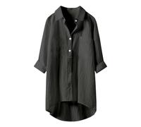 Angxiwan Prime Deals of The Day Prime Sale Button Down Shirts for Women UK Lightweight Linen Cotton Blouse with Pocket Casual Loose Fit Long Sleeve Tunic Tops Oversized Present for Elderly Lady.