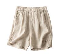 Angxiwan Prime Deals of The Day Prime Sale Linen Shorts for Women with Pockets Casual Wide Legs Linen Pants Retro Solid Color Drawstring Elastic Waist Summer Shorts Sales Today Clearance