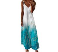 Angxiwan Prime Same Day and Overnight Items Summer Dresses for Women UK Clearance 2025 Fashion Trendy Spaghetti Strap Maxi Dress Casual Plus Size V-Neck Long Dresses Dress for Same Day delivery