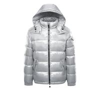 Angxiwan Puffer Jackets Women Cropped Winter Jackets for Women UK Waterproof Shiny Full Zip Quilted Jacket Warm Long Sleeve Hooded Padded Puffer Windproof Coats for UK