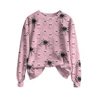 Angxiwan pumpkin ghost top Halloween Jumpers for Women UK Cute Ghost Pumpkin Graphic Print Knit Sweatshirts Plus Size Long Sleeve Halloween Theme Month ladies jumper