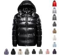 Angxiwan Quilted Jacket Womens Plus Size Winter Jackets for Women UK Waterproof Shiny Full Zip Quilted Jacket Warm Long Sleeve Hooded Padded Puffer Jackets Windproof Womens Puffer