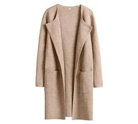 Angxiwan Sale Clearance Items Light Weight Cardigans for Women UK Womens Knit Cardigan Sweaters Oversized Open Front Long Sleeve Lapel Casual Jacket Lightning Deals of Day Beige