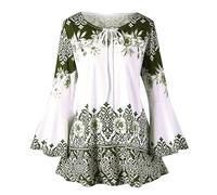 Angxiwan Sales Today Clearance Oversize Tops Women UK Ethnic Plus Size Tops for Women Casual Loose Boho Floral Tunic Blouses Flare Long Deal of The Day Today Sale