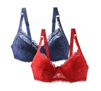 Angxiwan shapermint UK Women's Full Coverage Bra Vintage Lace Push Up Bras with Padded Comfort Plus Size Non Wired Bras with Adjustable Support Bra 38e for Women
