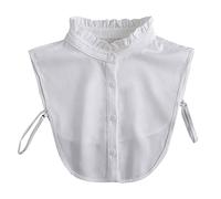 Angxiwan Shirt Collar Shirt Fake Collars for Women Elegant Detachable Half Blouse Classic Button Dickey False Collar Adjustable Strap Sleeveless Bib Ladies False Collars White Frilly Neck