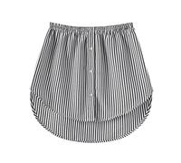 Angxiwan Shirt Extender for Women 2PCS/1PCS Solid Elastic Waist Plus Size Skirt Button Down Fake Top Lower Sweep Bottom Mini Skirt for Legging