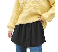 Angxiwan Shirt Extender for Women 2PCS/1PCS Solid Elastic Waist Plus Size Skirt Button Down Fake Top Lower Sweep Bottom Mini Skirt for Legging