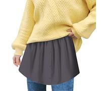 Angxiwan Shirt Extender for Women 2PCS/1PCS Solid Elastic Waist Plus Size Skirt Button Down Fake Top Lower Sweep Bottom Mini Skirt for Legging