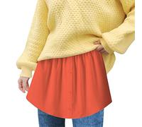 Angxiwan Shirt Extender for Women 2PCS/1PCS Solid Elastic Waist Plus Size Skirt Button Down Fake Top Lower Sweep Bottom Mini Skirt for Legging