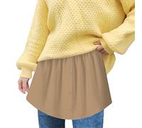 Angxiwan Shirt Extender for Women 2PCS/1PCS Solid Elastic Waist Plus Size Skirt Button Down Fake Top Lower Sweep Bottom Mini Skirt for Legging